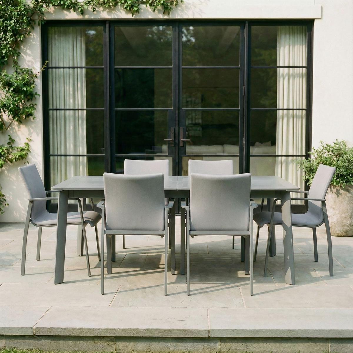 GARTENMÖBEL SET VERANO 7er Set grau/schwarz - Schwarz/Grau, Metall - IDIMEX