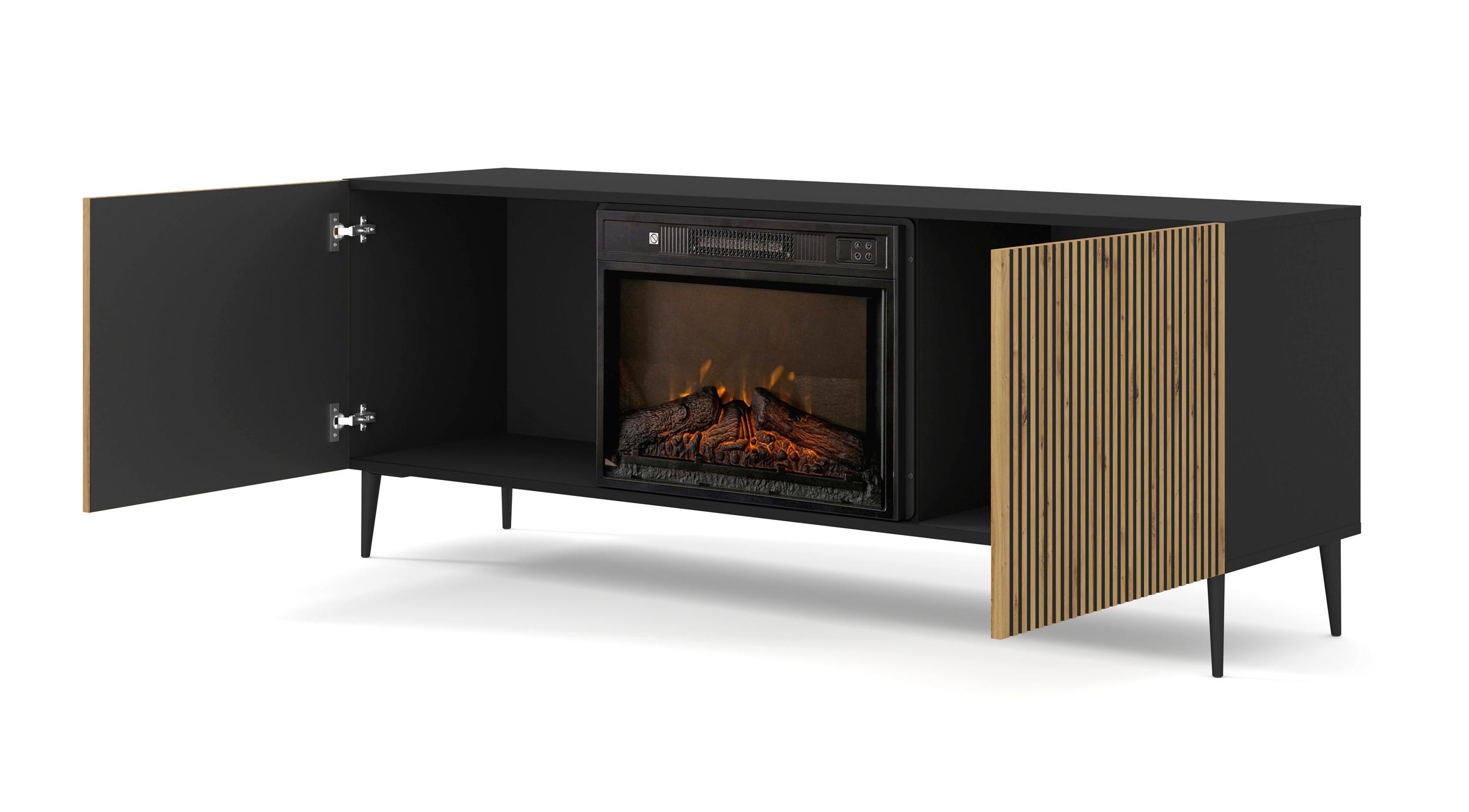 KOMMODE Artisan Eiche, Schwarz 170/63/42 - Schwarz, Holzwerkstoff (170/63/42cm) - RAUMHIRSCH FURNITURE