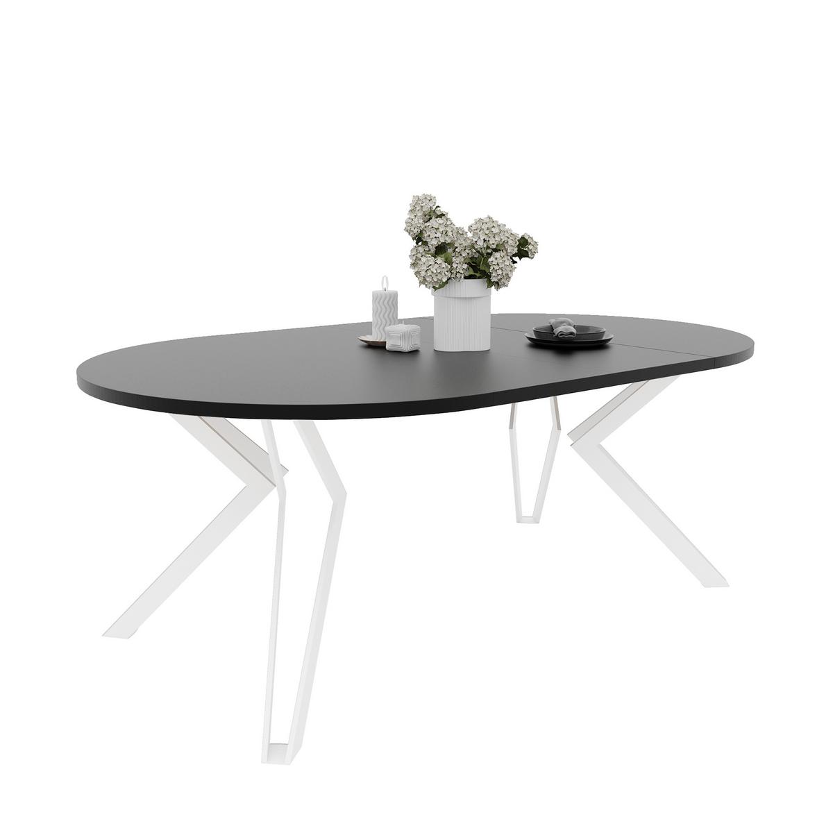 ESSTISCH ausziehbar aus MDF, Schwarz - Schwarz/Weiß, Holzwerkstoff (120/120/76cm) - Idohome