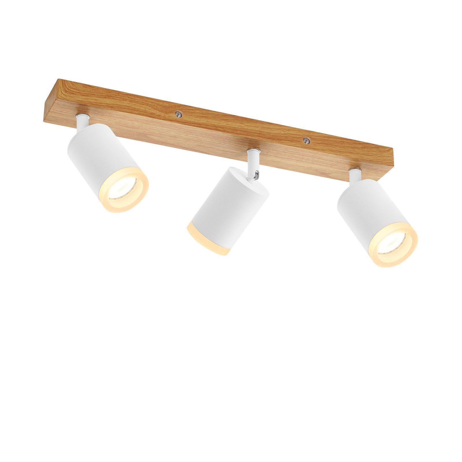 DECKENSTRAHLER Recklinghausen 3-flammig 41/6/15 cm - Weiß, Holz (41/6/15cm) - Nettlife