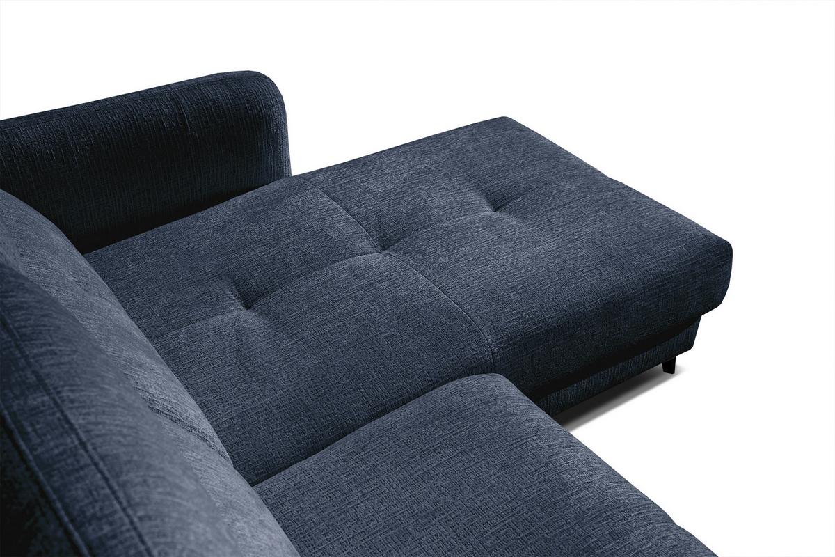 ECKSOFA SVEN 3-Sitzer, 1 Relax XL, verstellbare Kopfstützen, navy blue - Schwarz/Dunkelblau, Holzwerkstoff/Textil (256/163cm) - Wozimo