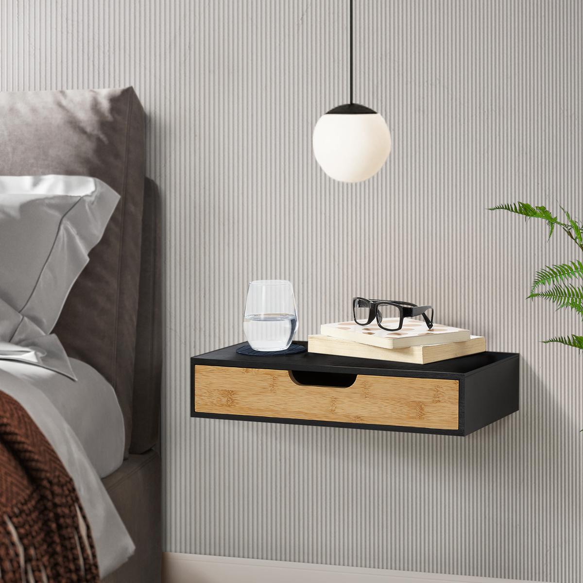 WANDREGAL Bokn - Schwarz, Holz (40/8/24cm) - [en.casa]