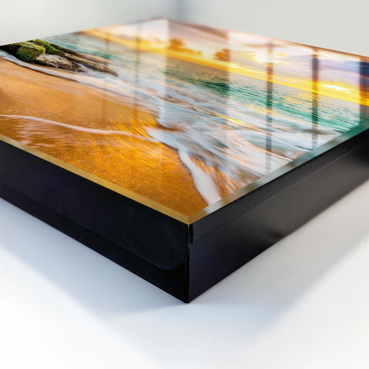 SCHLÜSSELBOX Schwarz 30x30 cm- Türöffnung nach rechts - Sonnenuntergang - Orange, Metall (30/30/5cm) - TULUP