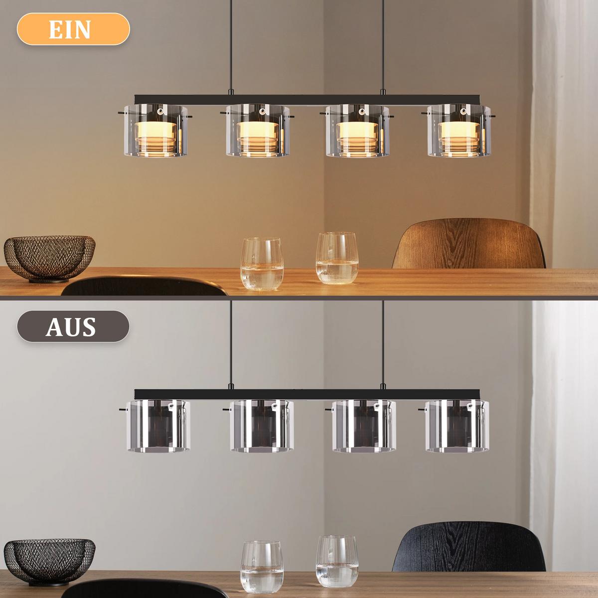 PENDELLEUCHTE Averon 72/12/157 cm - Schwarz, Glas/Metall (72/12/157cm) - ZMH