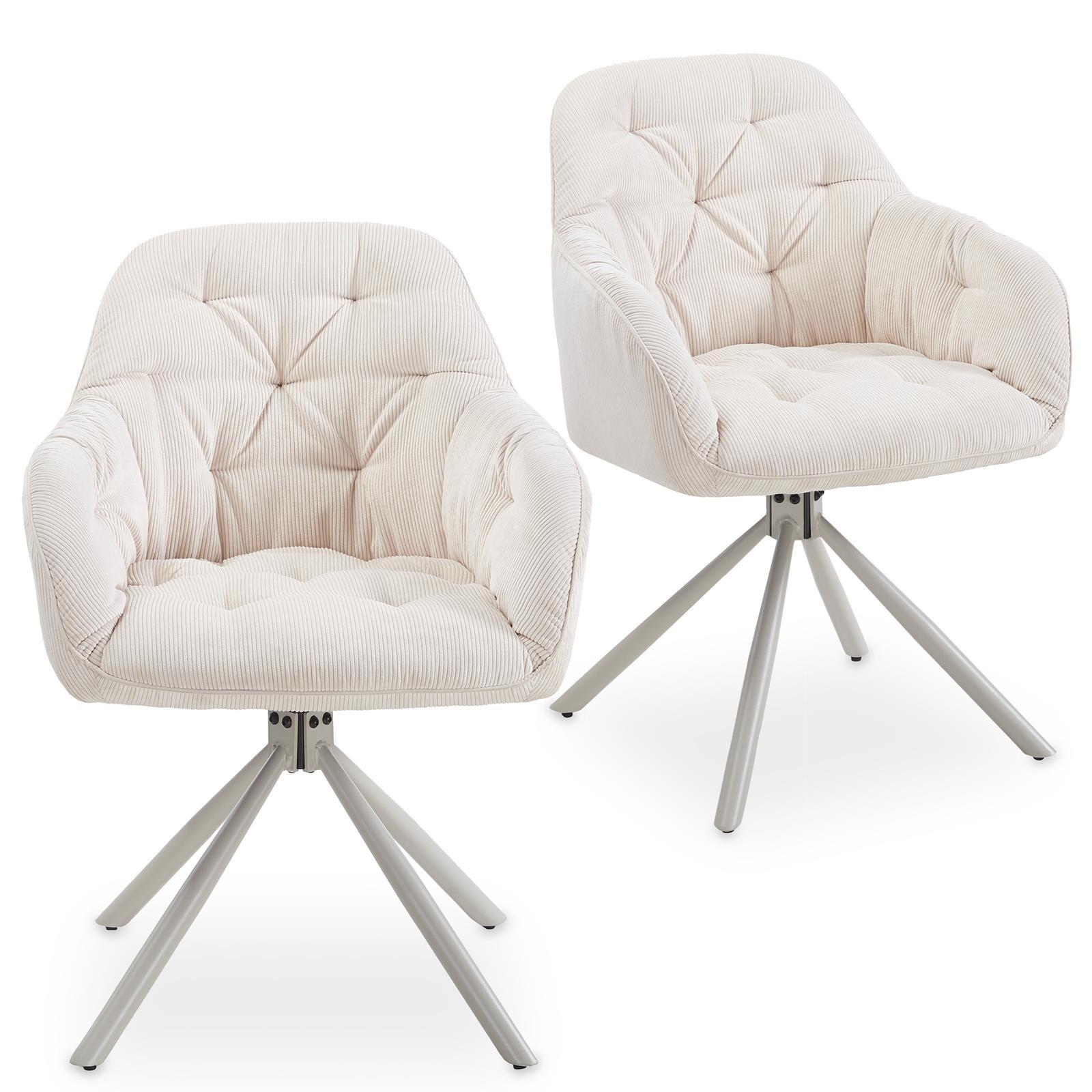 ESSZIMMERSTÜHLE AYA 2er-Set cremeweiß - Creme, Textil (57/83/45cm) - IDIMEX