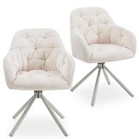 ESSZIMMERSTÜHLE AYA 2er-Set cremeweiß - Creme, Textil (57/83/45cm) - IDIMEX