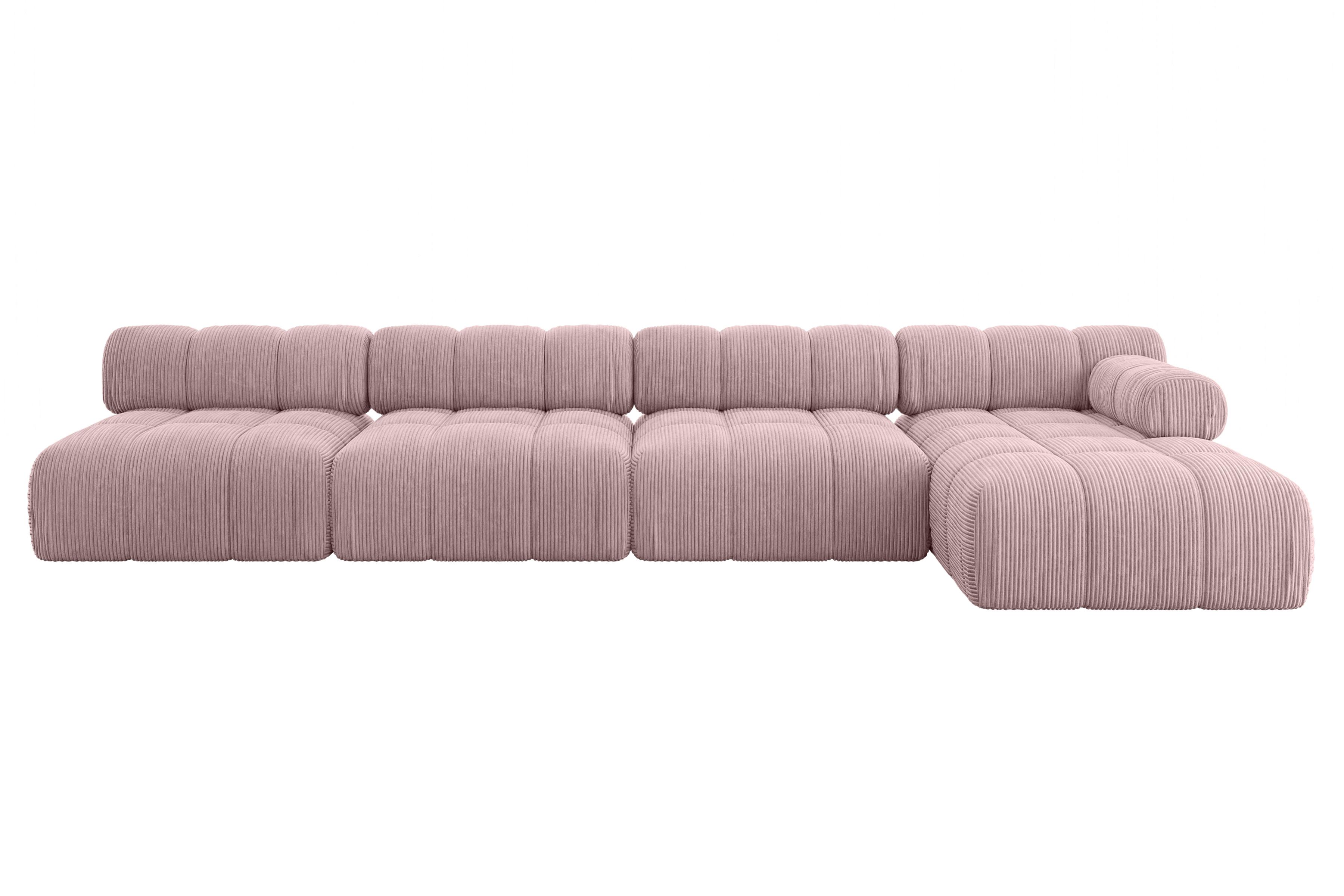 ECKSOFA modulares Sofa Razon-L3 - 380x160x70 cm Rosa Cord - Rosa, Holzwerkstoff/Textil (380/160cm) - ALTDECOR
