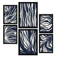 POSTER Set Mit 6 Zweigmuster In Abstrakter Form Ästhetische Dekodrucke Für Ihr Wohnzimmer, Schlafzimmer Oder Zuhause A3 & A4 Schwarzer Rahmen - Schwarz, Papier (29/3cm) - Nacnic
