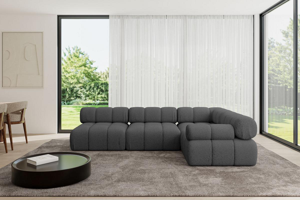 ECKSOFA modulares Sofa Mende-L2 - 285x190x70 cm Grau Bouclé - Grau, Holzwerkstoff/Textil (285/190cm) - ALTDECOR