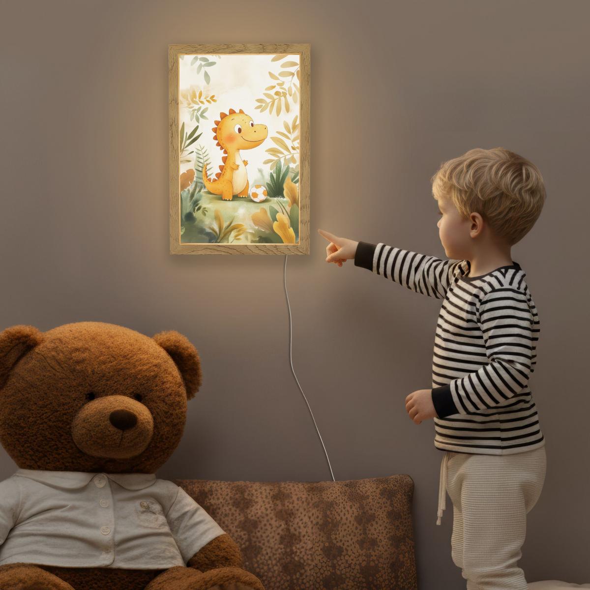 NACHTTISCHLAMPE Dino - Fußball - Orange 20x30 cm - Beige, Holzwerkstoff (8/20/30cm) - OnlyWow