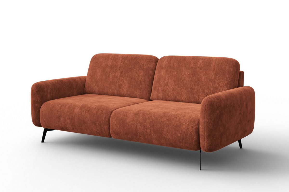 SOFA FEBE 3-Sitzer, rostroter Chenille-Stoff - Rostfarben/Schwarz, Holz/Textil (190/82/96cm) - Wozimo