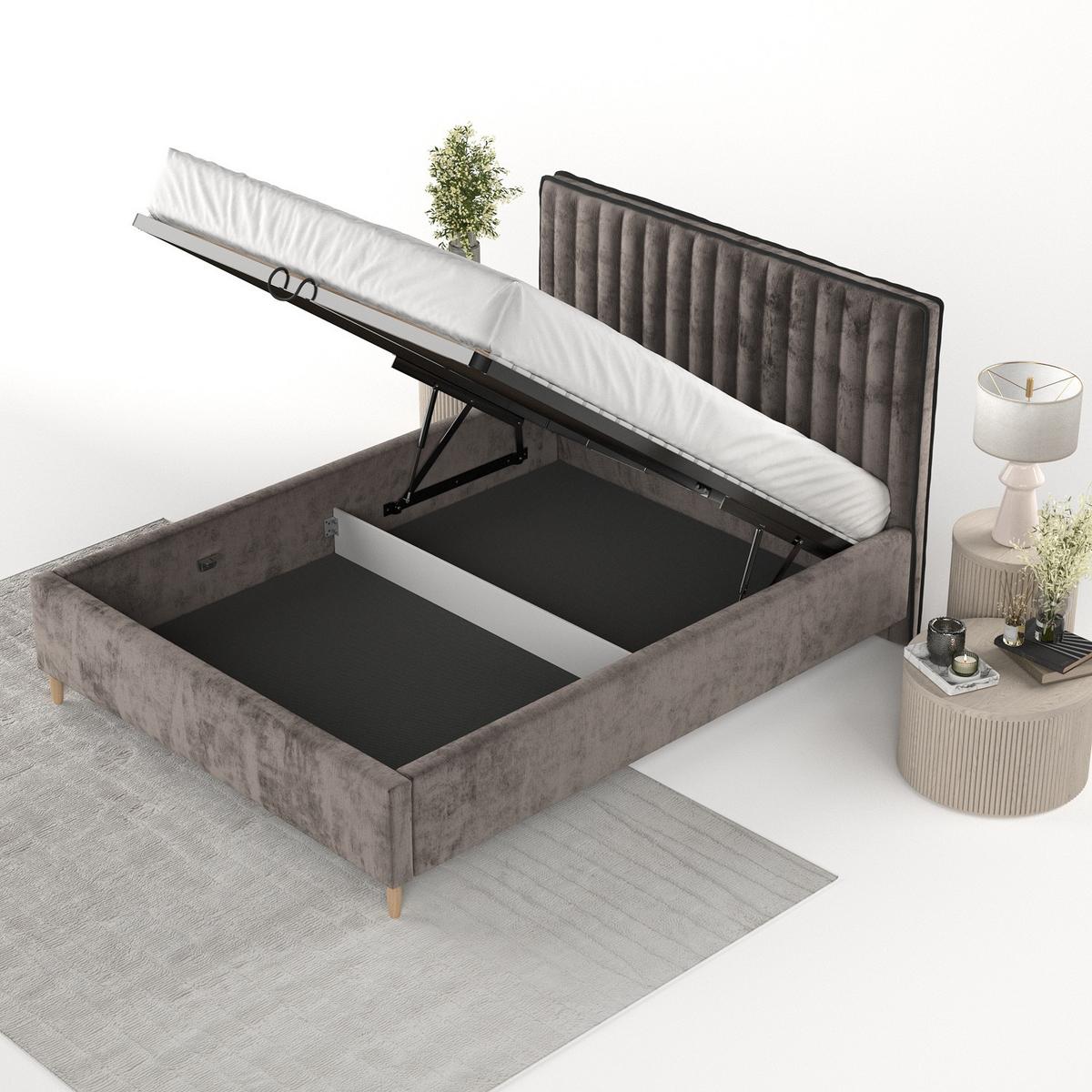 POLSTERBETT Aria 160/200 cm Braun im Lotta Stoff - Naturfarben/Braun, Holz/Holzwerkstoff (160/200cm) - AltaBeds