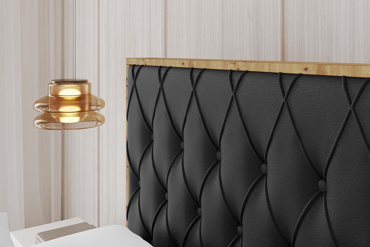 POLSTERBETT mit Bettkasten, Fußteil und Lattenrost, Boxbett ohne Matratze - ENZO5-Z 160x200 Schwarz Kunstleder - Schwarz Hochglanz, Holzwerkstoff/Textil (160/200cm) - ALTDECOR