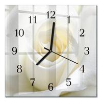 WANDUHR aus Glas 30x30 cm - Weiße Rose - Weiß, Glas (30/30/0.4cm) - TULUP
