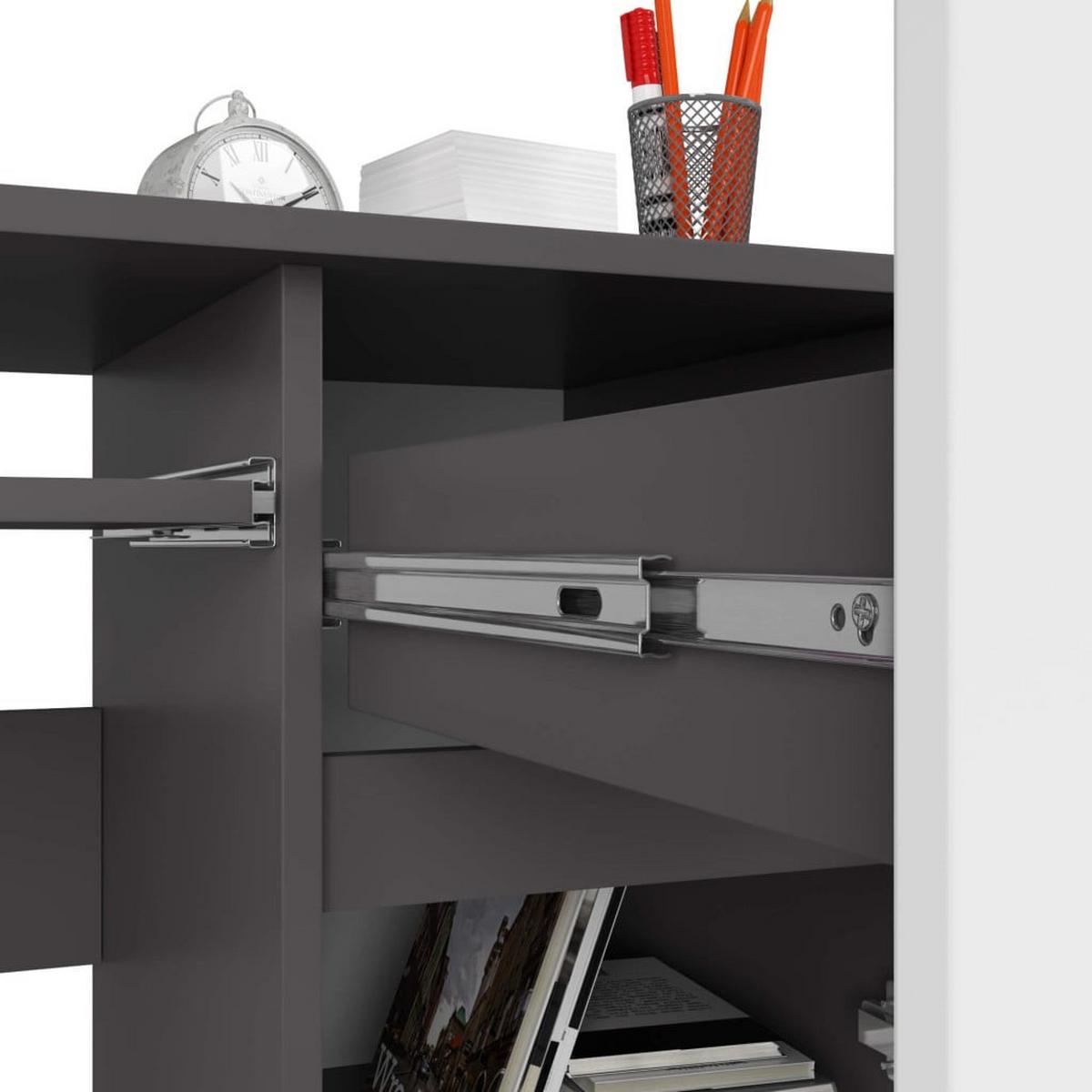 SCHREIBTISCH Graphit Grau, Weiß 77/90/50 - Graphitfarben/Weiß, Holzwerkstoff (155/85/77cm) - RAUMHIRSCH FURNITURE