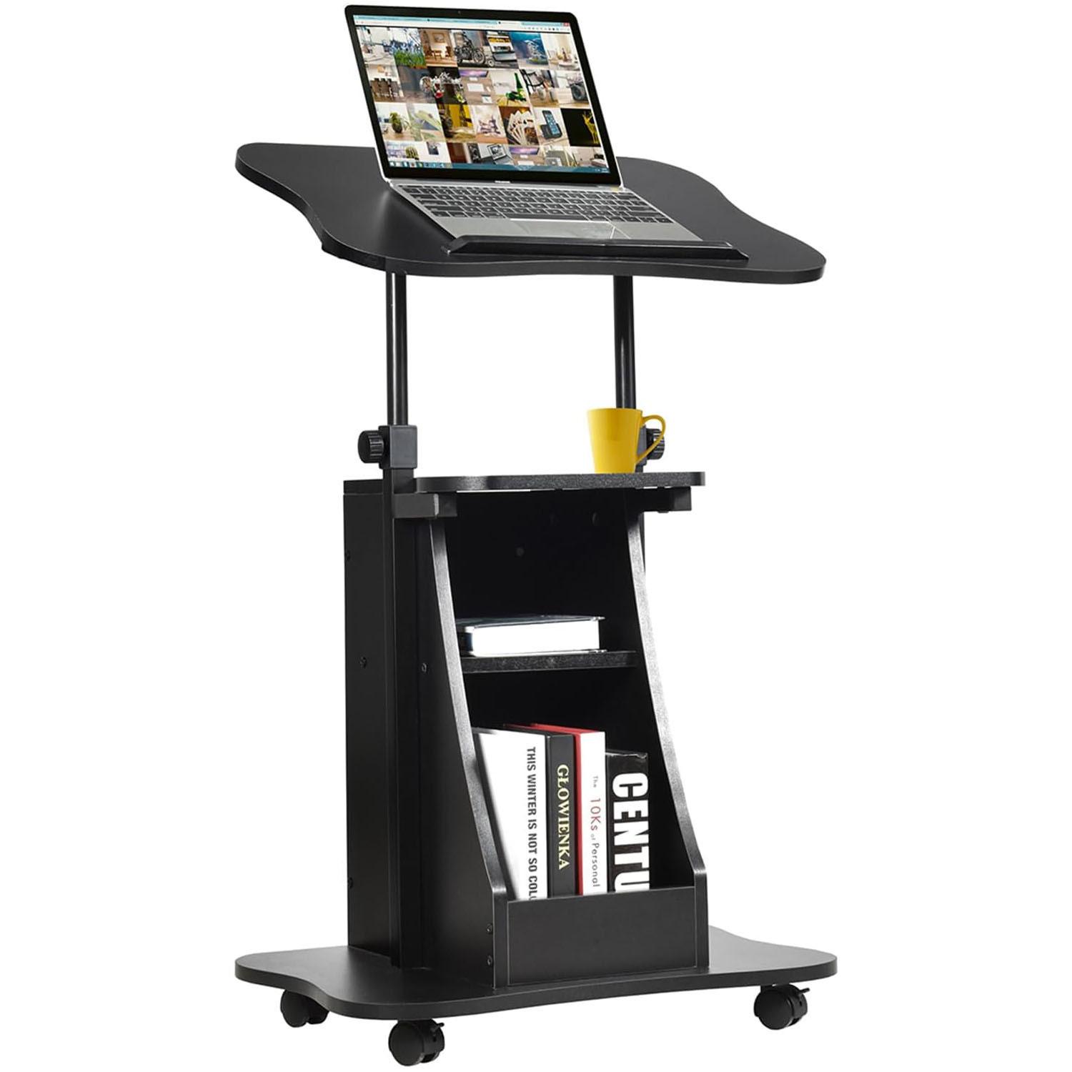 COMPUTERTISCH Schwarz - Schwarz, Holzwerkstoff (40/55/110cm) - COSTWAY