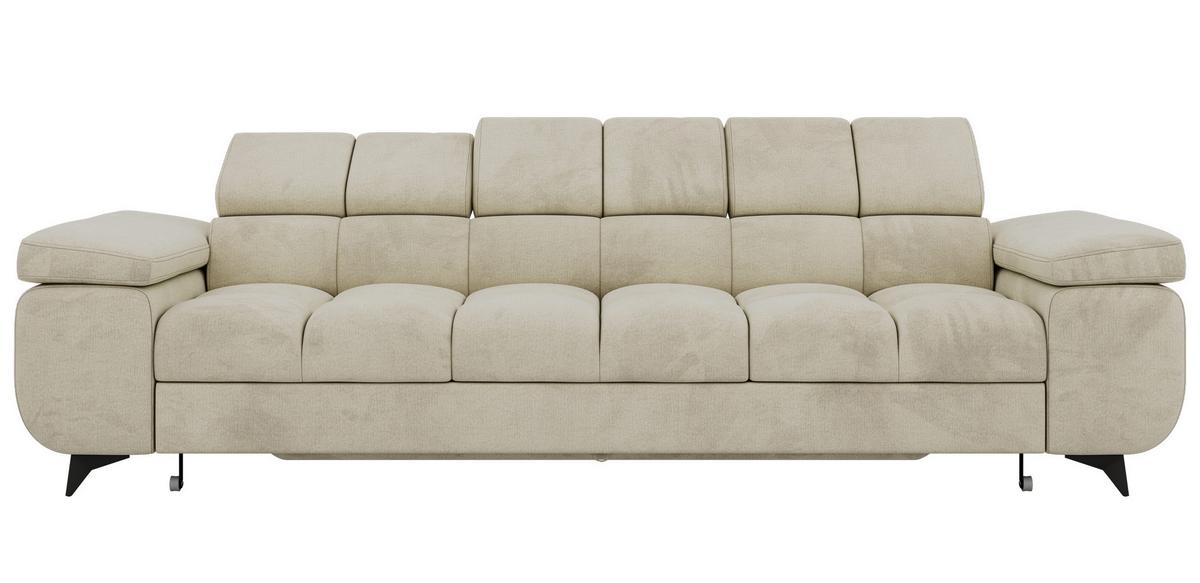 3-SITZER SOFA NIDELLO - Beige Velvet - Beige/Schwarz, Textil/Metall (260/70/97cm) - MKS
