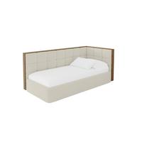 EINZELLBETT Jugendbett mit Bettkasten und Matratze H3/H4, Links - SOVY 80x200 Beige - Champagner, Holzwerkstoff/Textil (80/200cm) - ALTDECOR