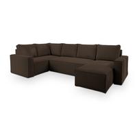 WOHNLANDSCHAFT NORENA L-S Braun Kordstoff mit Schlaffunktion - Braun, Holz (295/85/157.5cm) - MASSENO