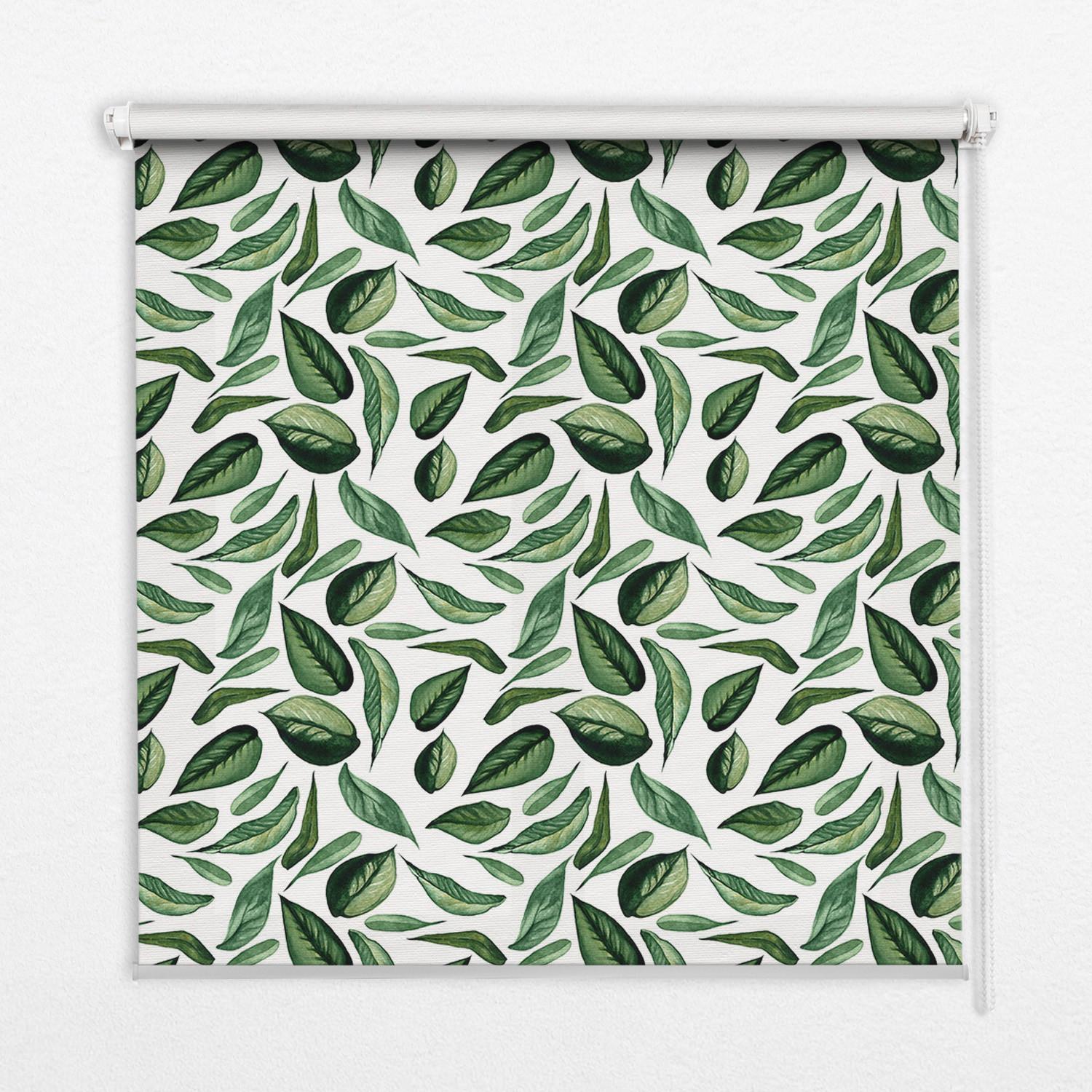 INNENROLLO - Fensterrollo - Rollo - 130x140 cm - Blätter fallen von den Bäumen - Grün, Kunststoff (130/140/0.5cm) - TULUP