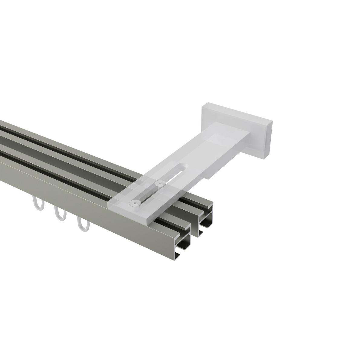 GARDINENSTANGE INNENLAUF Quadline (Multi) Diapo 120 cm, 2-läufig, 20x20 mm Satin-Silber - Silberfarben, Metall (120cm) - INTERDECO