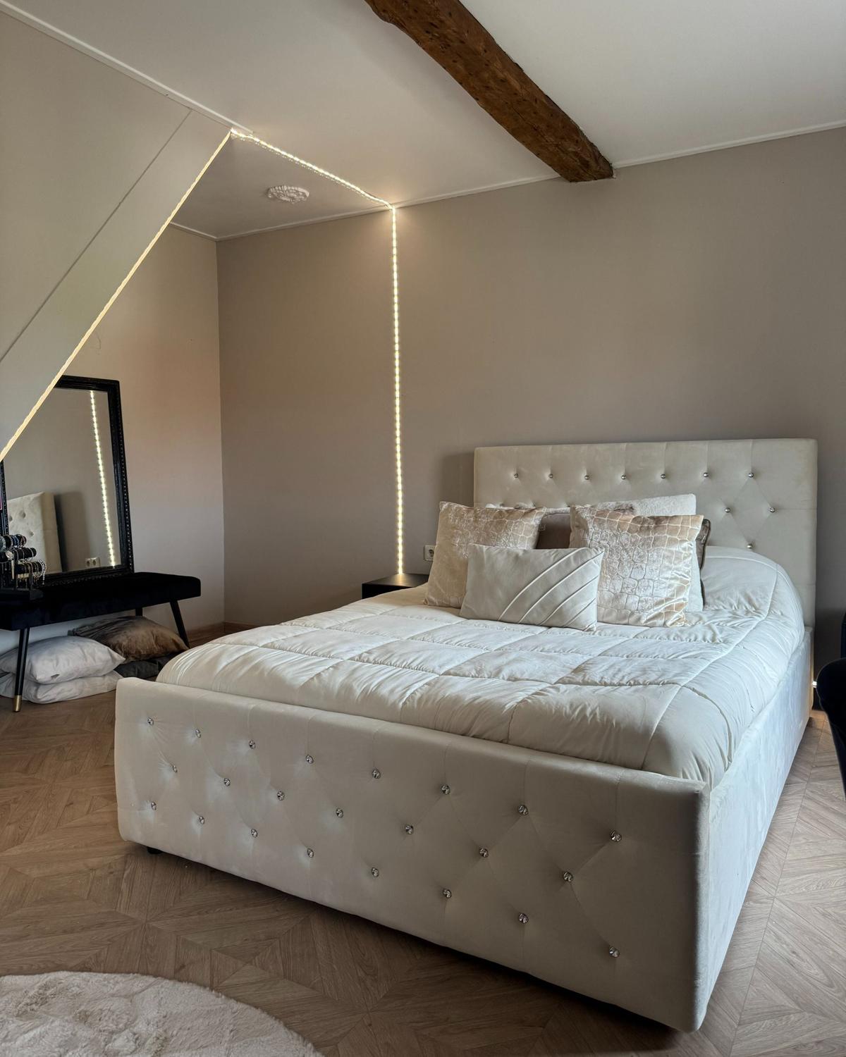 POLSTERBETT 160/200cm Helles Beige Amiens - Beige, Textil (160/200cm) - Beliani