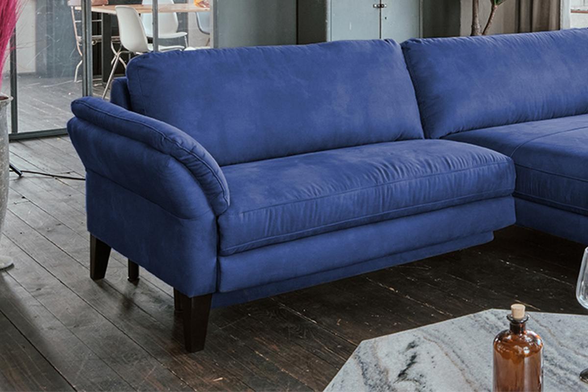 ECKSOFA MIT MOTORISCHER RELAXFUNKTION MALTA Blau Webstoff Relaxfunktion - Blau/Schwarz, Buchenholz/Textil (302/175cm) - KAWOLA