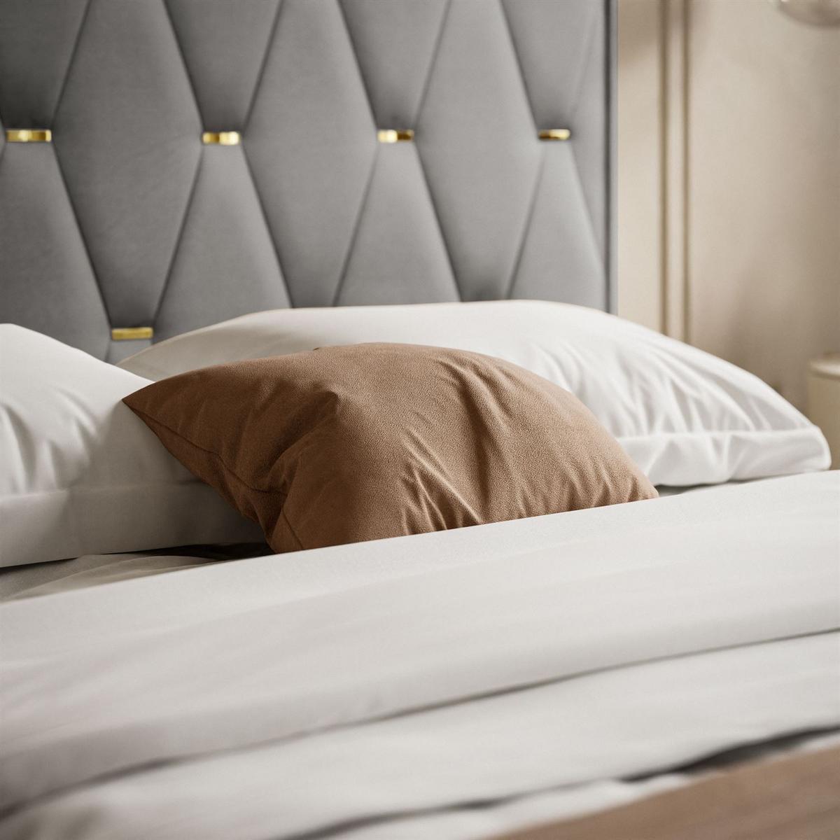 POLSTERBETT IZOLDA mit hohem Kopfteil 160x200 cm Royal Velvet 250 - Grau, Textil - Lookway