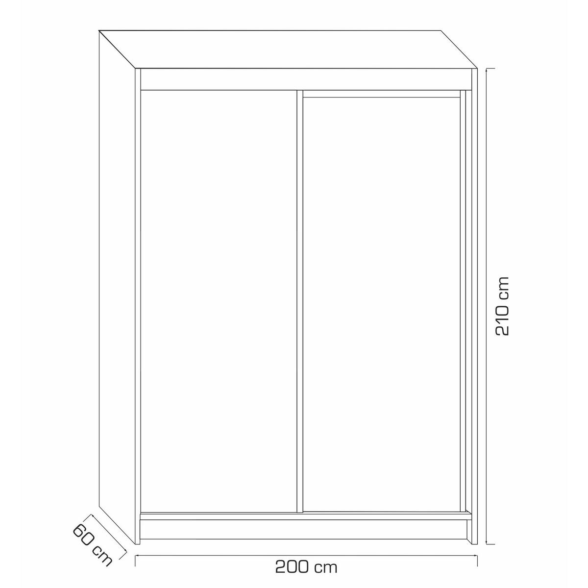 SCHWEBETÜRENSCHRANK EDERA 200/210/60 cm 2-türig Sonoma Eiche - Sonoma Eiche, Holzwerkstoff (200/210/60cm) - MASSENO