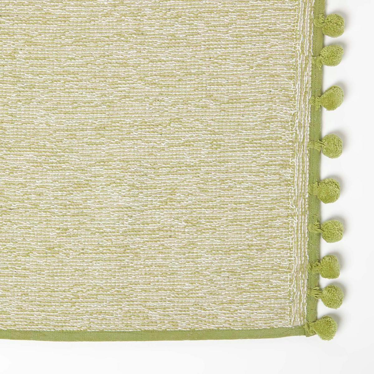 BADEMATTE Pompons 50/80 cm, Baumwolle - Grün, Textil (50/80cm) - Homescapes