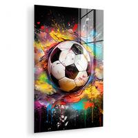 ACRYLGLASBILD Fußball - Farbe - Farben - Schwarz - Weiß 80x120 cm - Weiß, Glas (80/120cm) - MuchoWow