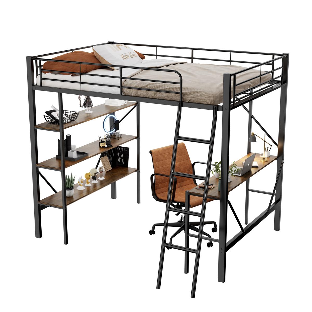 HOCHBETT Sschwarz 204,5/149/180,5 cm - Schwarz, Holzwerkstoff/Metall - Urban Meuble
