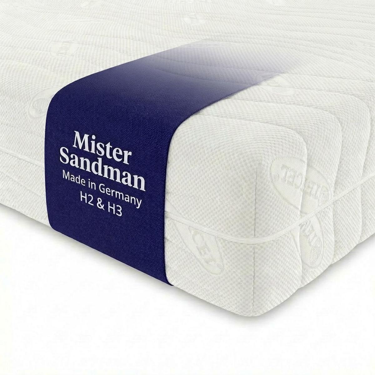 HYBRIDMATRATZE 120x200 cm – 22 cm Höhe – Gelauflage – Kaltschaumkern – H2 H3 – 7 Zonen ergonomisch - Weiß, Textil (120/200cm) - Mister Sandman