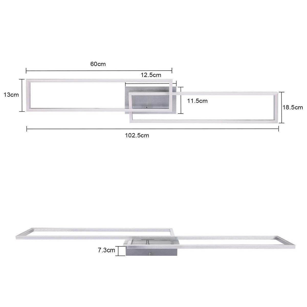 LED-DECKENLEUCHTE Lusk 18.5/102.5/7.3cm - Silberfarben, Metall (102.5/18.5/7.3cm) - Nettlife