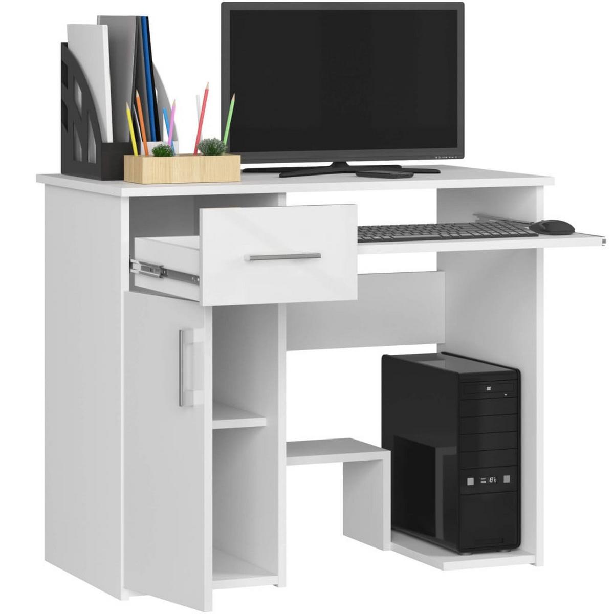 SCHREIBTISCH Weiß, Weiß Glanz 74/90/50 - Weiß, Holzwerkstoff (90/50/74cm) - RAUMHIRSCH FURNITURE