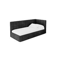 EINZELLBETT Jugendbett mit Bettkasten, Links - TULY 100x200 Schwarz - Schwarz, Holzwerkstoff/Textil (100/200cm) - ALTDECOR