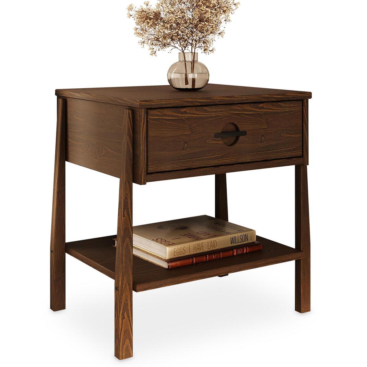 NACHTTISCH ADAMO nussbaum - Nussbaumfarben, Holz (45/49/41cm) - IDIMEX