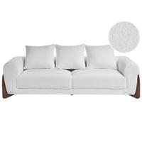 3-SITZER-SOFA Bouclé Weiß Vinliden - Weiß/Braun, Textil (180/62/87cm) - Beliani