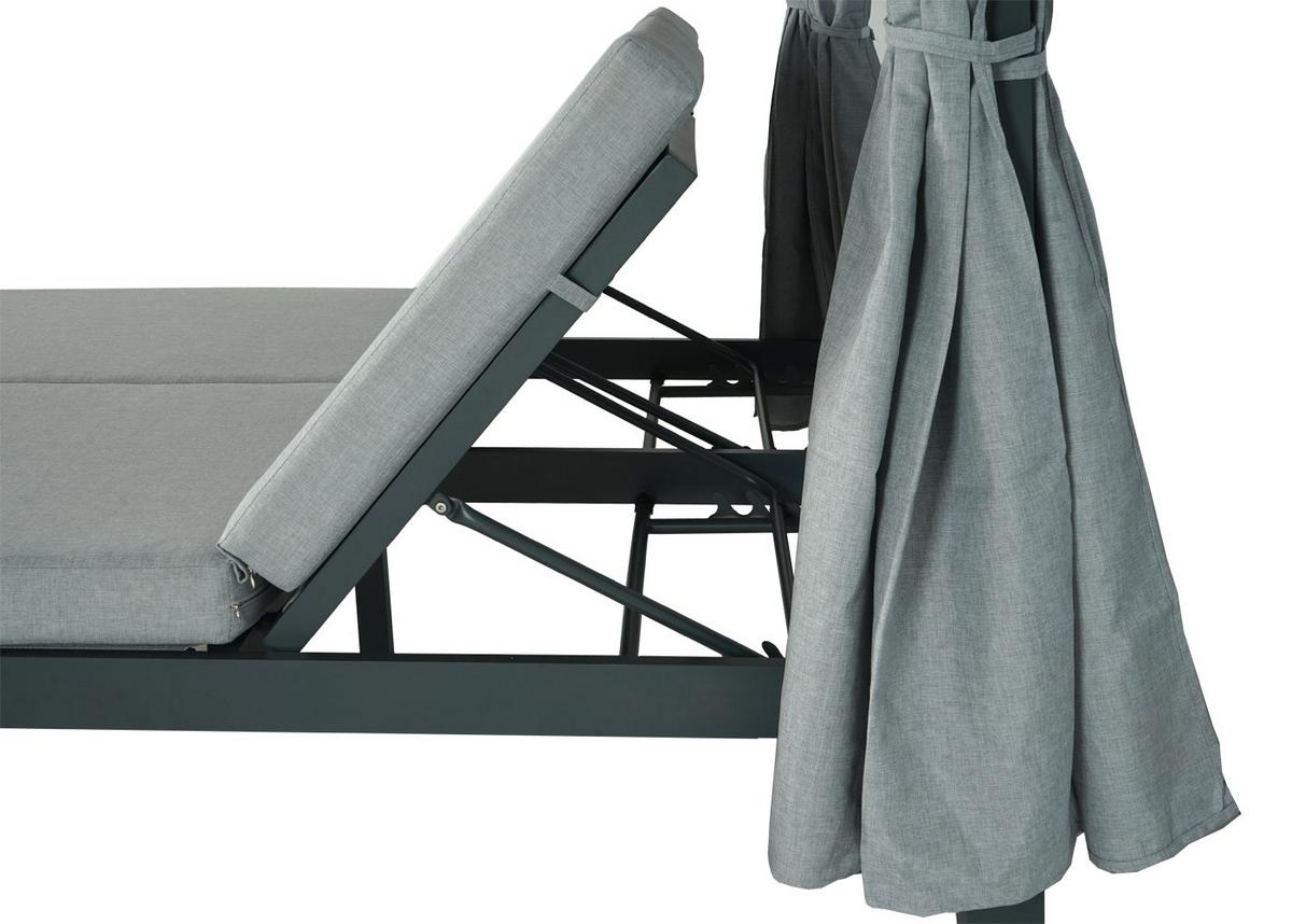 LOUNGE-GARTENLIEGE Grau - Grau, Metall (205/208/190cm) - MCW