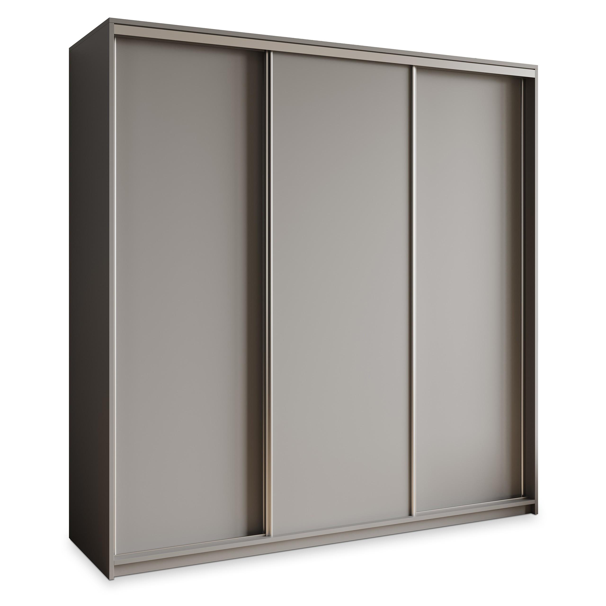 SCHWEBETÜRENSCHRANK NISSE 180/205/60 cm 3-türig mit Schubladen Graphitfarben - Graphitfarben/Nickelfarben, Holzwerkstoff (180/205/60cm) - MASSENO
