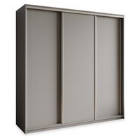 SCHWEBETÜRENSCHRANK NISSE 180/205/60 cm 3-türig mit Schubladen Graphitfarben - Graphitfarben/Nickelfarben, Holzwerkstoff (180/205/60cm) - MASSENO