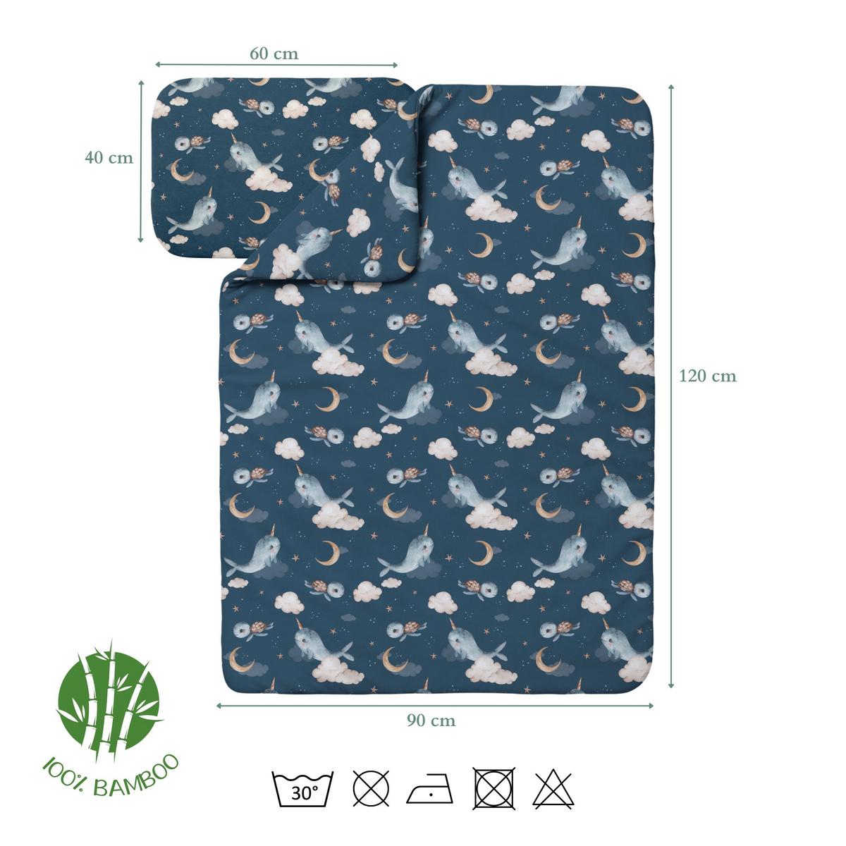 BABY Bambus-Bettwäsche Wale - Dunkelblau, Textil (90/120cm) - waldin