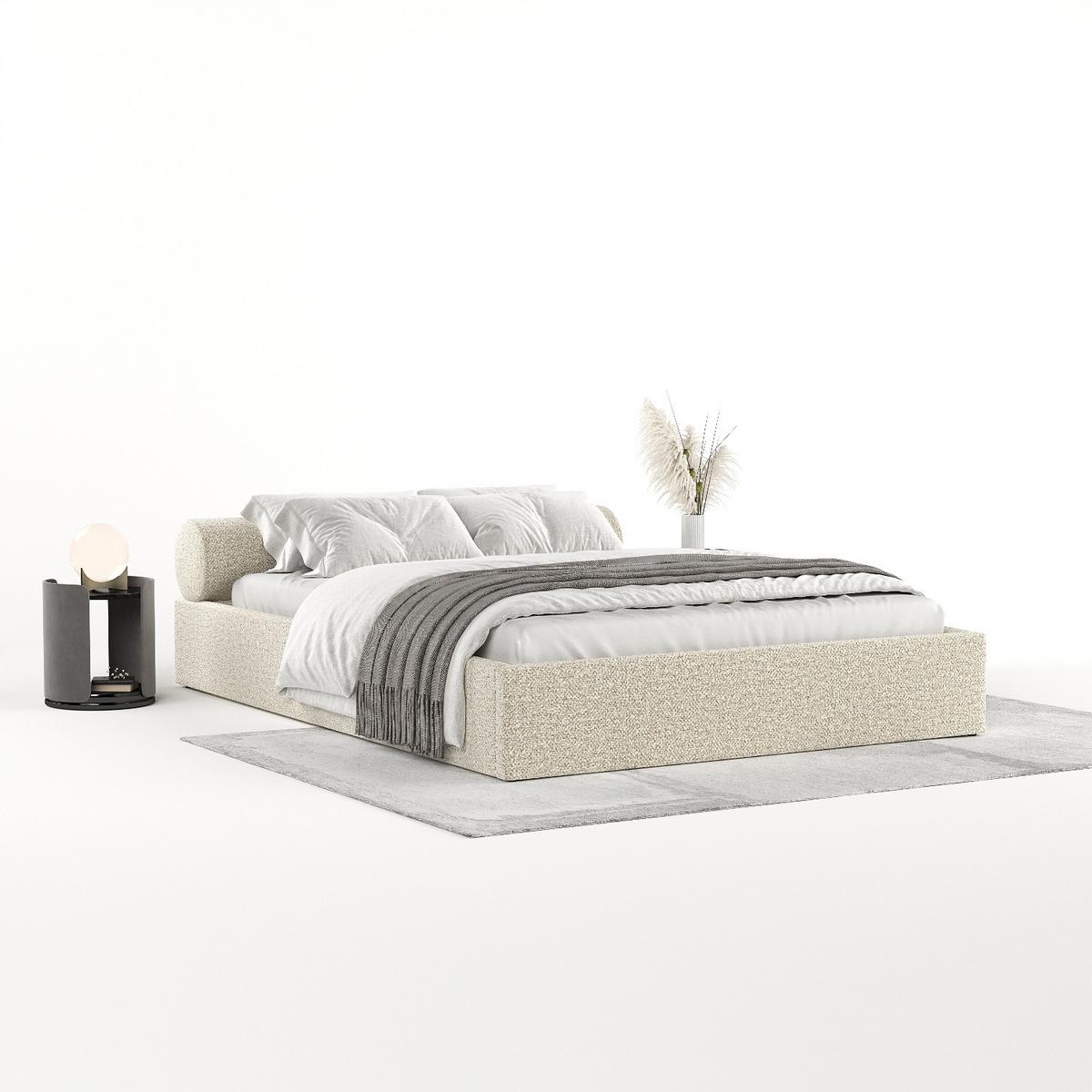 POLSTERBETT Solvo mit Stauraum 140/200 cm Hellbeige im Blur Stoff - Beige/Schwarz, Holz/Holzwerkstoff (140/200cm) - AltaBeds