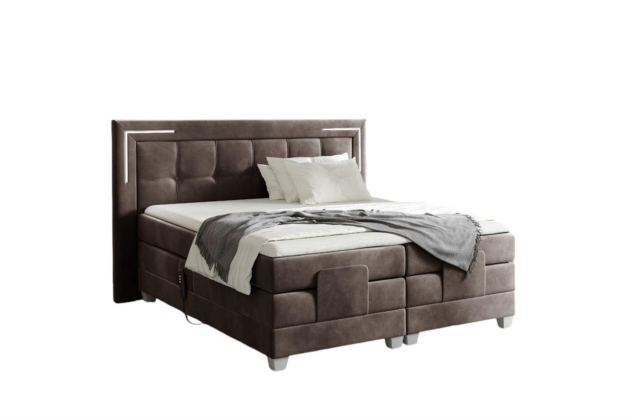 BOXSPRINGBETT Bett Elektrisch Dores - Mokka, Holzwerkstoff/Textil (140/200cm) - Fun Möbel