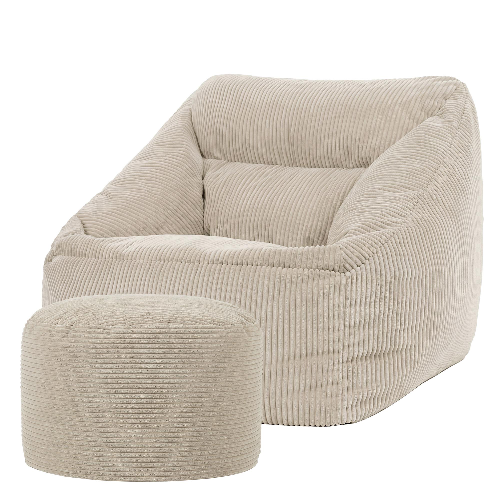 SITZSACK Sessel Natalia mit Sitzpouf - Beige, Textil (97/73/84cm) - icon