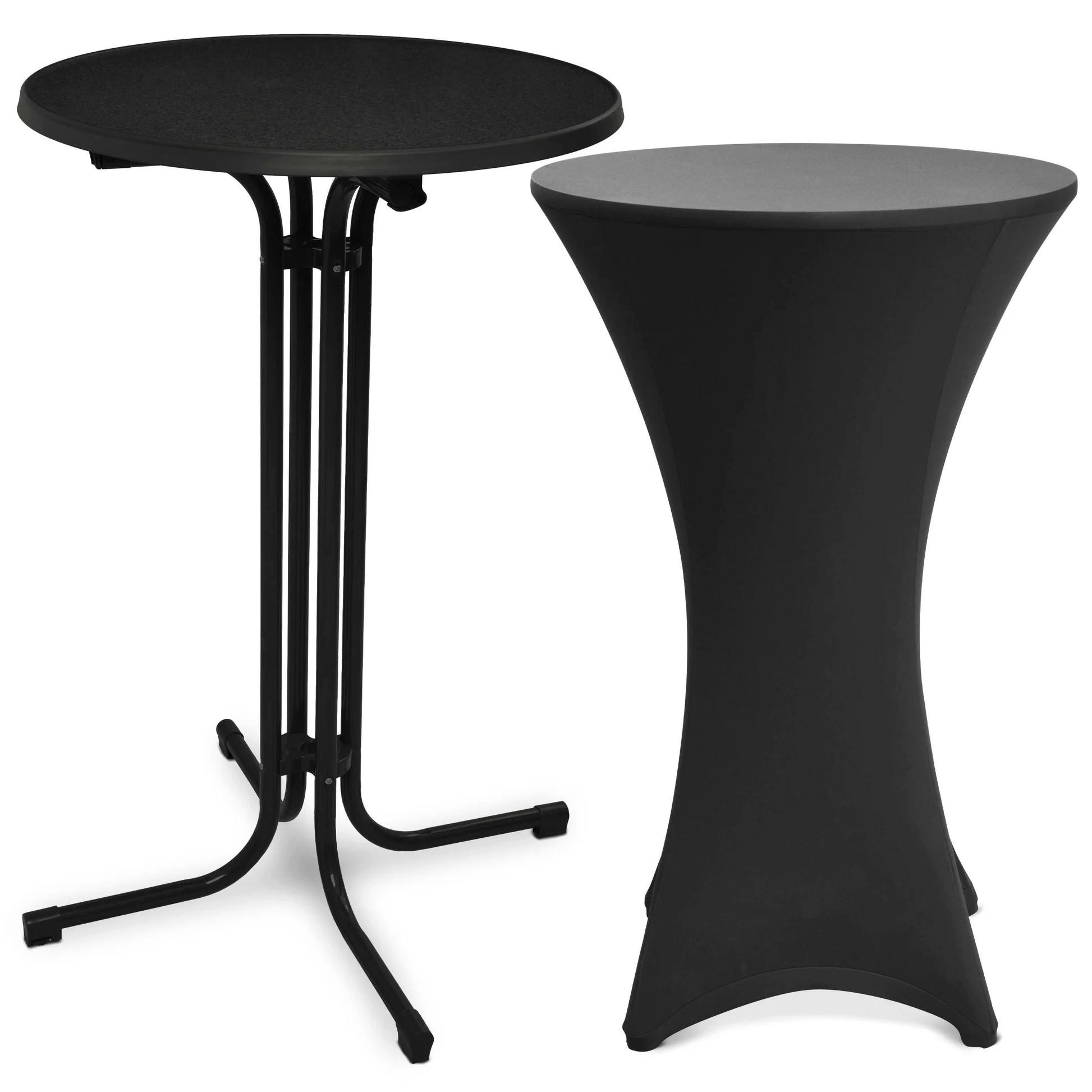 STEHTISCH Bellini Ø 60cm Schwarz mit Stella Stehtischhusse Ø 60cm Schwarz - Schwarz Hochglanz/Schwarz, Metall (60/60/110cm) - Beautissu 