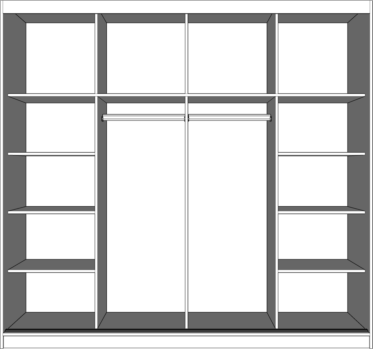 SCHWEBETÜRENSCHRANK Multi 42 Grau/Weiß + Spiegel, ohne LED Beleuchtung 203 cm - Alufarben/Weiß, Glas/Holzwerkstoff (203/218/61cm) - imoebel24