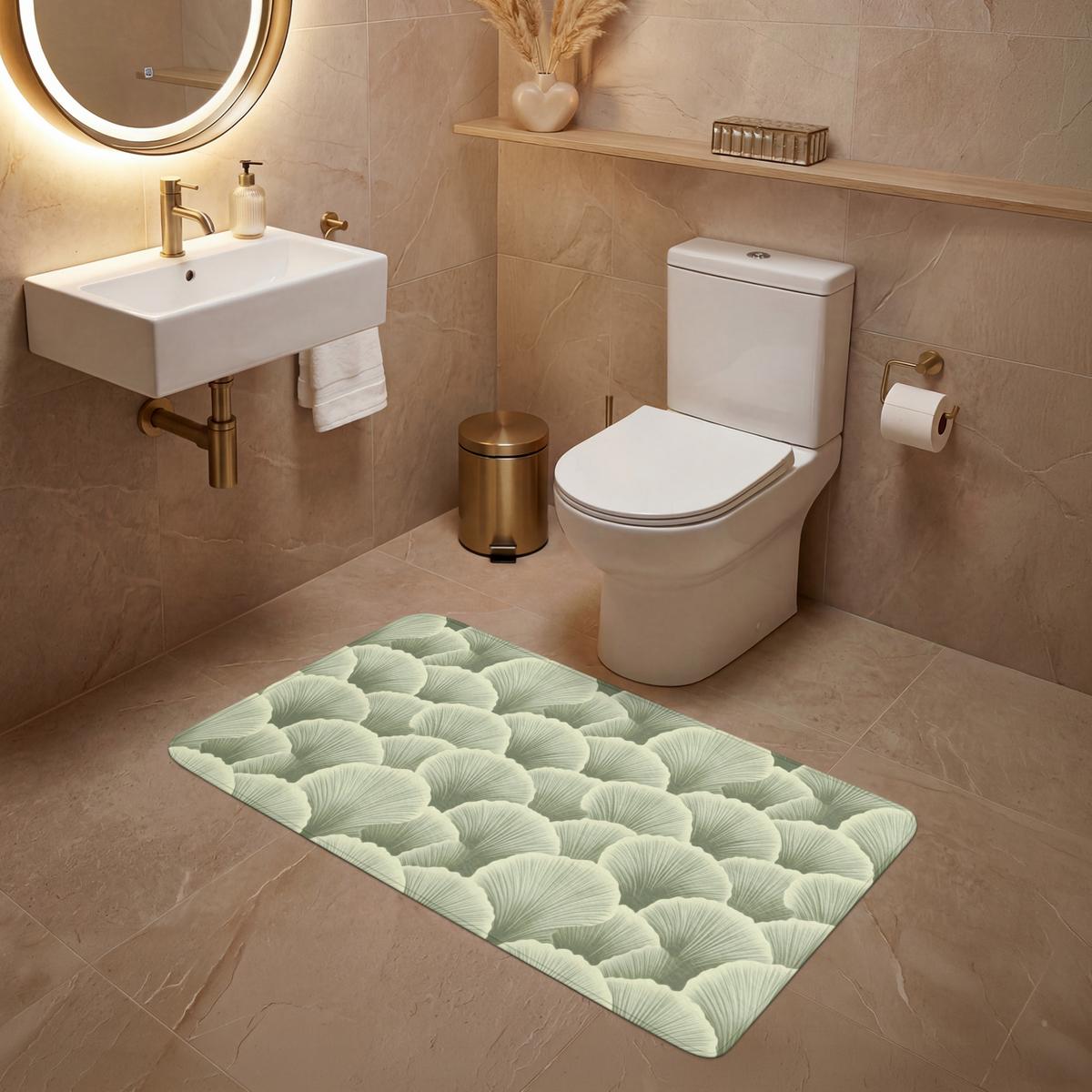 WC-VORLEGER Fächer - Blatt - Grün WC Teppich 120x60 cm - Pastellgrün, Textil (120/1cm) - OnlyWow