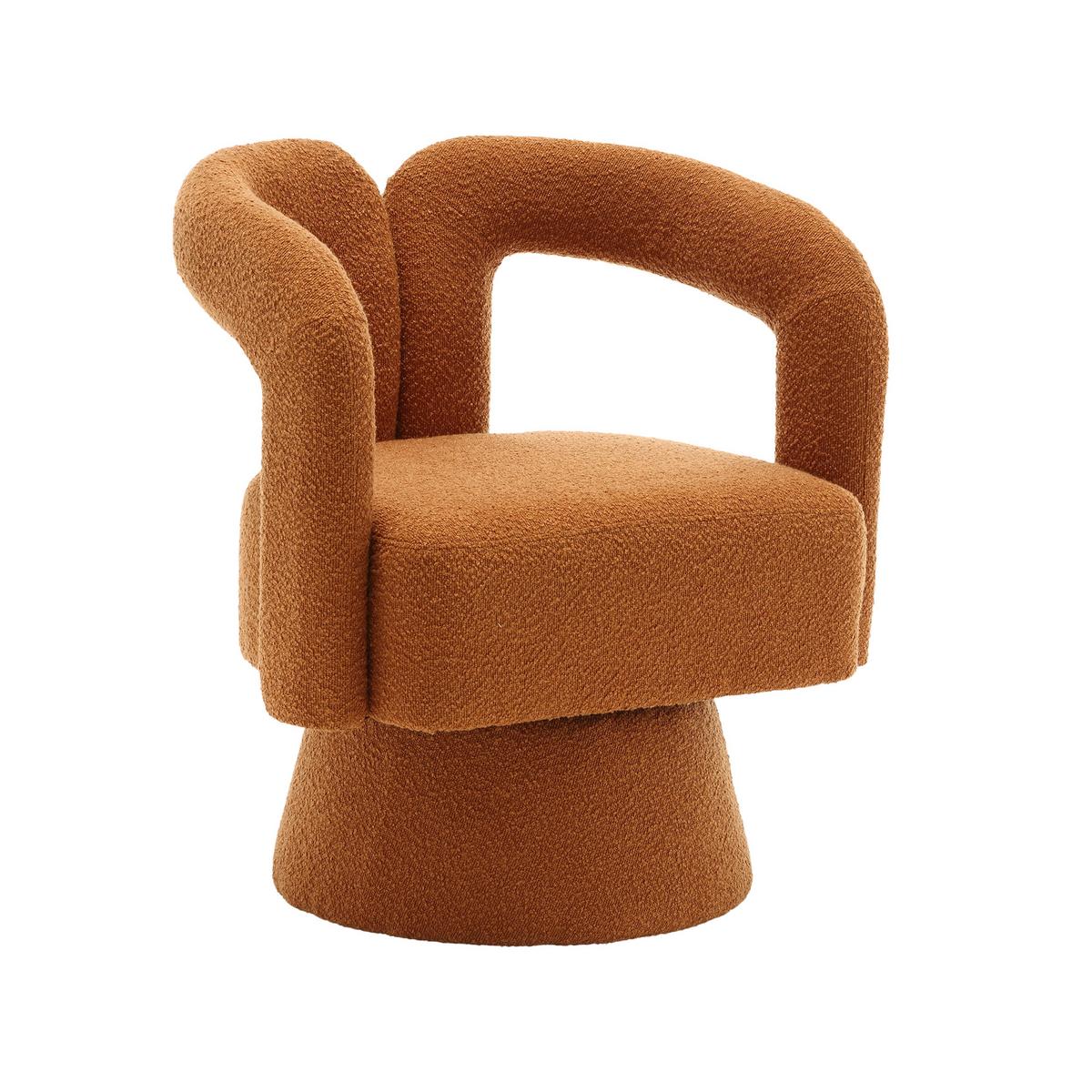 DREHSESSEL 360° Boucle Akzentstuhl Polstersessel für Wohnzimmer & Büro - Orange, Textil (67/74/55cm) - Urban Meuble