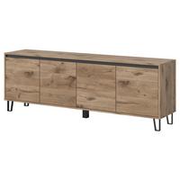 TV-LOWBOARD Eiche Viking 184 cm, Flat-TV Unterschrank mit Komforthöhe und Soft-Close - Eichefarben/Schwarz, Holz/Holzwerkstoff (184/64/40cm) - Inn.Furn